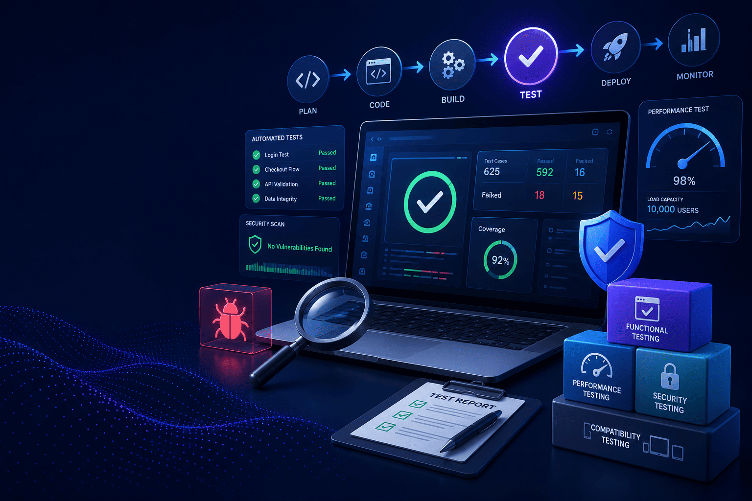 Software Testing and Quality Assurance Process Illustration